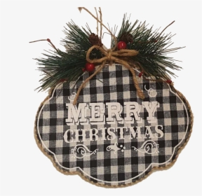 Black/white Check Plaid Merry Christmas Sign - Christmas Buffalo Check Black And White, HD Png Download, Free Download