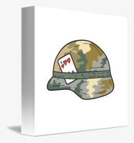 Us Army Helmet Of Hearts Playing Card Drawing - Drawing Of A Soldier Helmet, HD Png Download, Free Download