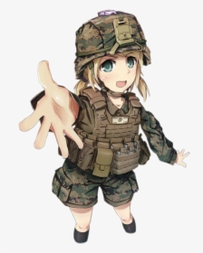 #gun #animegirl #marines #soldier #army #freetoedit - Soldier Anime Girl Png, Transparent Png, Free Download