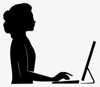 Woman On Computer Silhouette , Transparent Cartoons - Png Silhouette Woman Working, Png Download, Free Download