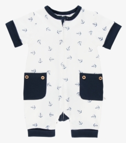 Navy Anchor Short Romper Romper Li"l Zippers Baby Zip - One-piece Garment, HD Png Download, Free Download