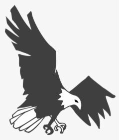 Eagle, Black, White, Bird, Flying, Landing, Stretching - Black And White Flying Eagle Clipart, HD Png Download, Free Download