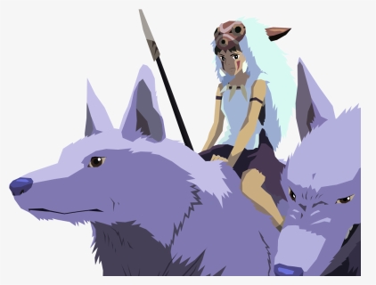 Princess Mononoke - Cartoon - Base Wolf And Girl, HD Png Download, Free Download