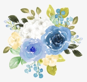 Transparent Floral Watercolor Png - Blue Watercolor Floral Png, Png Download, Free Download
