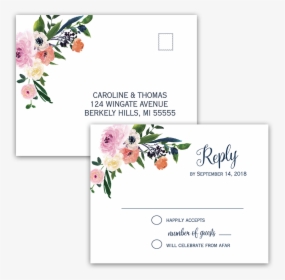Watercolor Floral Flowers Wedding Rsvp Postcards - Rsvp Will Cheers From Afar, HD Png Download, Free Download