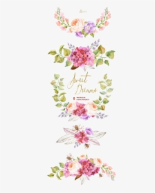 Flower Bouquet Watercolor Painting Wedding Invitation - Watercolour Flowers Border Png, Transparent Png, Free Download