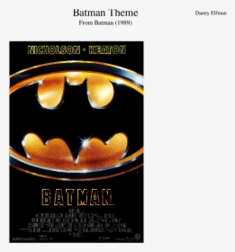 Batman Theme Sheet Music For Flute, Clarinet, Piano, - Batman 1989 And Batman Returns, HD Png Download, Free Download