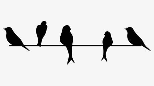 Bird On Wire Silhouette At Getdrawings - Wall Painting Of Birds, HD Png Download, Free Download