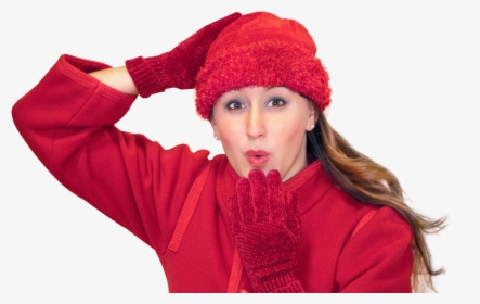 Happy Woman Blowing Kiss In Winter Clothes Png Image - Woman In Winter Clothes Png, Transparent Png, Free Download