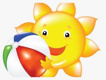 Emoji Clipart Summer Cartoon Suns - Beach Ball And Sun, HD Png Download, Free Download