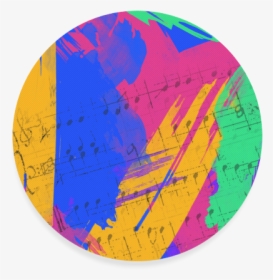 Groovy Paint Brush Strokes With Music Notes Round Coaster - Circle, HD Png Download, Free Download