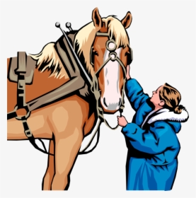 Vector Illustration Of Equine Equestrain Work Horse - Mulher No Cavalo Png, Transparent Png, Free Download