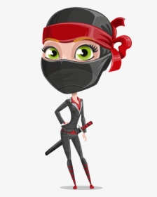 Ninja Woman Cartoon Vector Character Aka Aina - Ninja Woman Cartoon, HD Png Download, Free Download