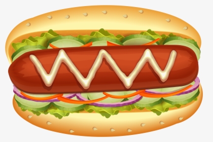 Hot Dog With Salad Png Clipart - Hot Dog Clipart Png, Transparent Png, Free Download