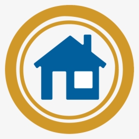 Blue House In Double Yellow Circle - Yellow Double Logo Circle, HD Png Download, Free Download