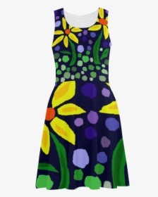 Awesome Yellow Daisy Flowers Abstract Art Atalanta - Day Dress, HD Png Download, Free Download