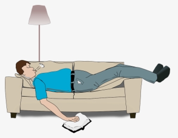 Guy, Couch, Sleeping, Man, Sofa, Book, Holding, Snoring - Making Yourself At Home, HD Png Download, Free Download