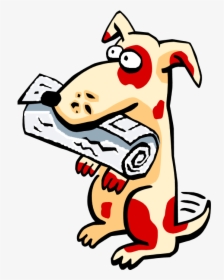 Dog With Newspaper In Mouth - Dog With Newspaper In Mouth Clip Art, HD Png Download, Free Download