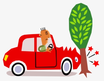 Vector Illustration Of Car Motorist Driver Has Accident - Cartoon Car Crash, HD Png Download, Free Download