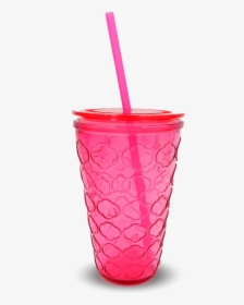 Embossed Heavy Duty Glass Cup W/ Sealable Lid , Png - Drinking Straw, Transparent Png, Free Download