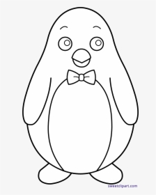 Bowtie Art Sweet Clip - Cute Penguin Clipart Black And White, HD Png Download, Free Download