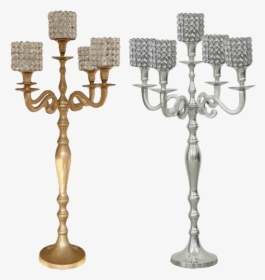 Gold & Silver Candelabra With Crystal Tops - Silver Candelabra Png, Transparent Png, Free Download