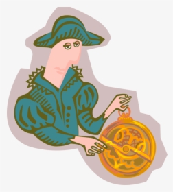 Vector Illustration Of Explorer Adventurer With Astrolabe - Illustration, HD Png Download, Free Download