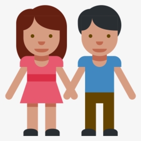 Emoji Holding Hands Woman - Man And Woman Holding Hands Cartoon, HD Png Download, Free Download