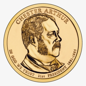 Chester Arthur Coin , Transparent Cartoons - Gold Dollar Coins Chester Arthur, HD Png Download, Free Download