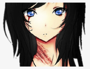 Girl Neko Cat Anime Sad Blood Bloody Black Catears - Anime Girl With Cat Eyes, HD Png Download, Free Download