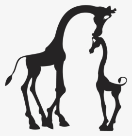 Vinilo De Pared Jirafas - Mom And Baby Giraffe Silhouette, HD Png Download, Free Download