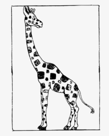 Monochrome,line Art,area - Cartoon Picture Of Giraffe Black And White, HD Png Download, Free Download