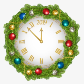 #2019 #newyear #wreath - Clock Clip Art, HD Png Download, Free Download