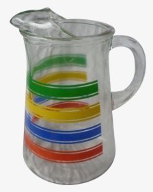Red Blue Yellow Green Stripes Ice Tea Lemonade Pitcher - Glass Striped Pitcher Green Yellow Blue Red, HD Png Download, Free Download