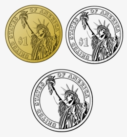 Dollar, Coin, Money, Liberty, America, Seal, Statue - 1 Dollar Coin Clipart, HD Png Download, Free Download
