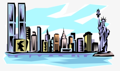 Vector Illustration Of Pre 9/11 New York Skyline With - New York Skyline Clip Art, HD Png Download, Free Download