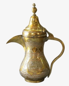 Antique Arabic Teapot Copper Silver Inlaid Damascus - Arabic Coffee Png, Transparent Png, Free Download