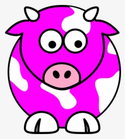 Pink Cow Clip Art - Cow Cartoon Black White, HD Png Download, Free Download