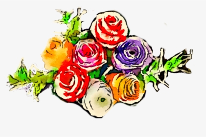 Free Watercolor Png Multi Colored Flowers By Anjelakbm - Garden Roses, Transparent Png, Free Download