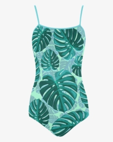 Tropical Leaf Monstera Plant Pattern Strap Swimsuit - Maillot, HD Png Download, Free Download