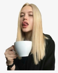 Sticker Girl Blonde Aesthetic Coffee Drinking Aesthetic
