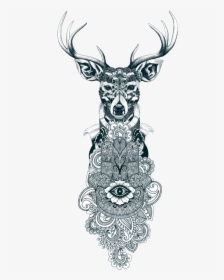 Reindeer Tattoo Drawing Gray Wolf - Animal Tattoo Mandalas, HD Png Download, Free Download