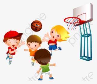 Kids Playing Cartoon Commercial - Playing Basketball Clipart, HD Png Download, Free Download
