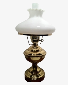 Lamp Brass Electric Table Lamp White Milk Glass Globe - Antique, HD Png Download, Free Download