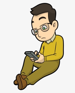Cartoon Picture Of A Man Texting , Transparent Cartoons - Cartoon Texting On The Phone, HD Png Download, Free Download