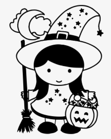 Halloween Black And White - Halloween Witch Clipart Black And White, HD Png Download, Free Download