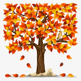 Hd Autumn With Falling - Tree With Fall Leaves, HD Png Download, Free Download