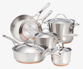 Anolon Nouvelle Copper 10 Piece Cookware Set - Stainless Steel Bottom Pans, HD Png Download, Free Download