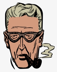 Glasses Smoking Tobacco Pipe Man Face, HD Png Download, Free Download
