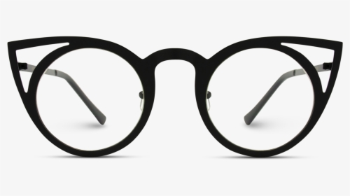 Black Metal Frame Cat Eye Glasses, Pointy Frame Designer - Round Cat Eye Glasses, HD Png Download, Free Download